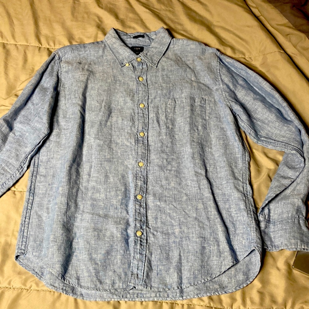 J Crew Mens Linen Shirt. Size: XL Color : Light Blue